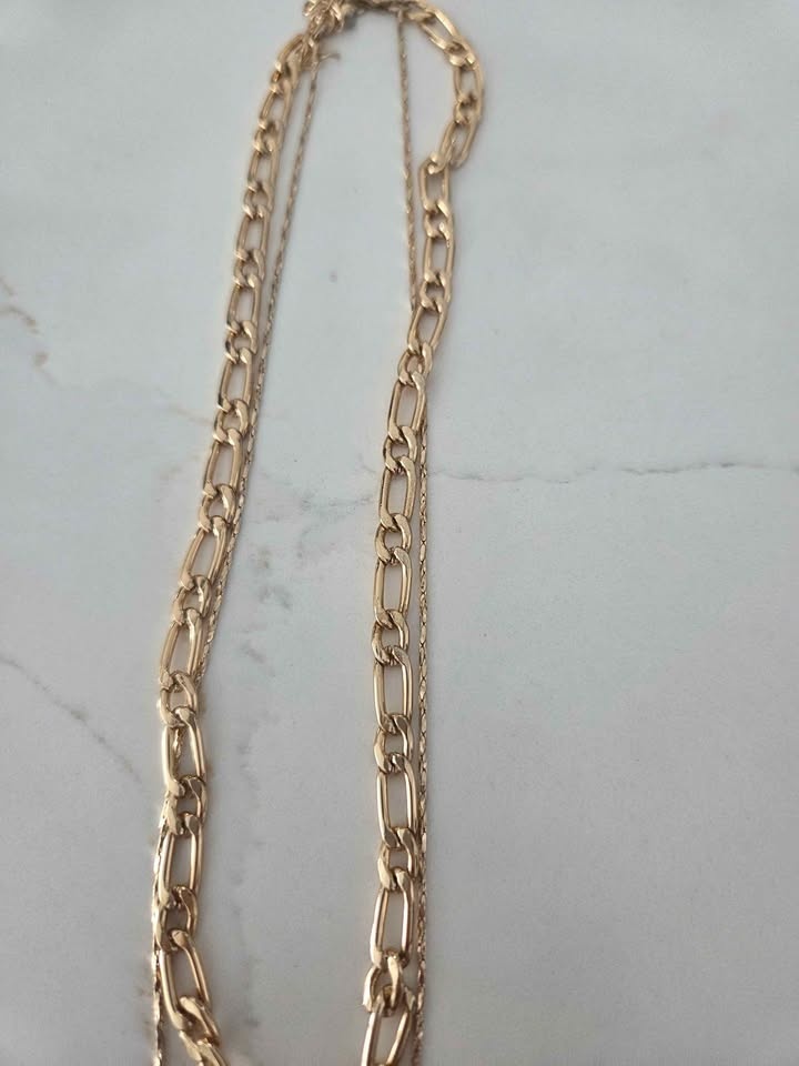 Layered Gold Tone Chain Necklace with Coin Pendant - photo 4