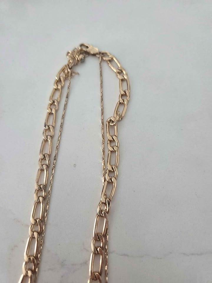 Layered Gold Tone Chain Necklace with Coin Pendant - photo 5