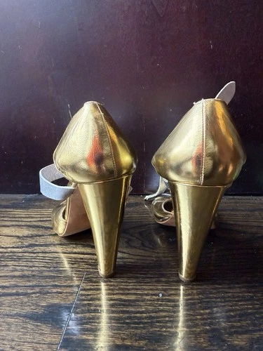 Vintage Gold & Silver Leather Pierre Hardy Peep Toe Pumps - photo 3