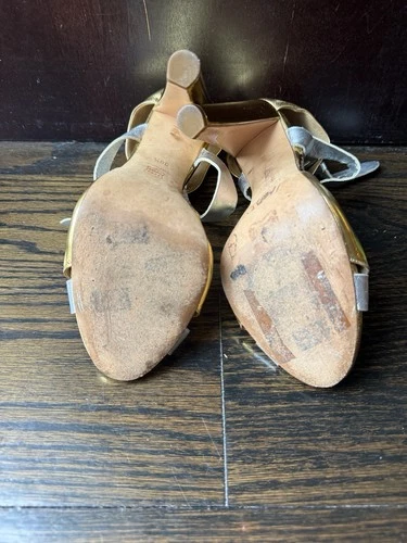 Vintage Gold & Silver Leather Pierre Hardy Peep Toe Pumps - photo 4
