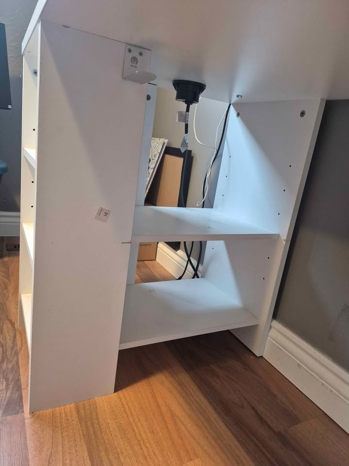 White Desk w/ Monitor Riser & Shelves - photo 5