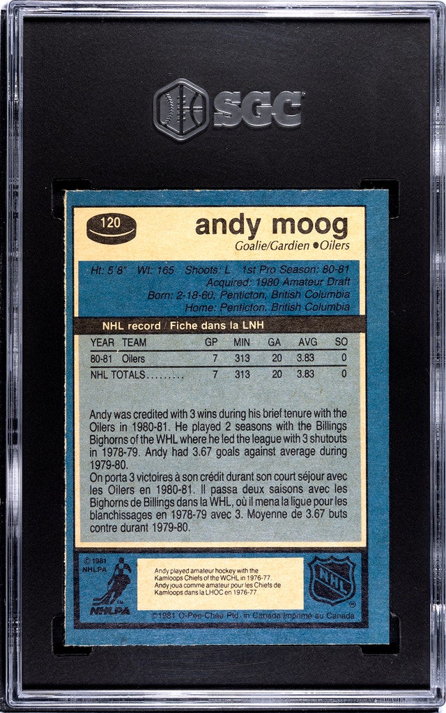 1981-82 O-PEE-CHEE OPC - Andy Moog (R) - #120 - SGC 7.5 - photo 2