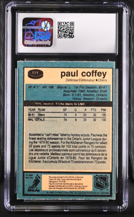 1981-82 O-PEE-CHEE Paul Coffey #111 CSG 7.5 - photo 2
