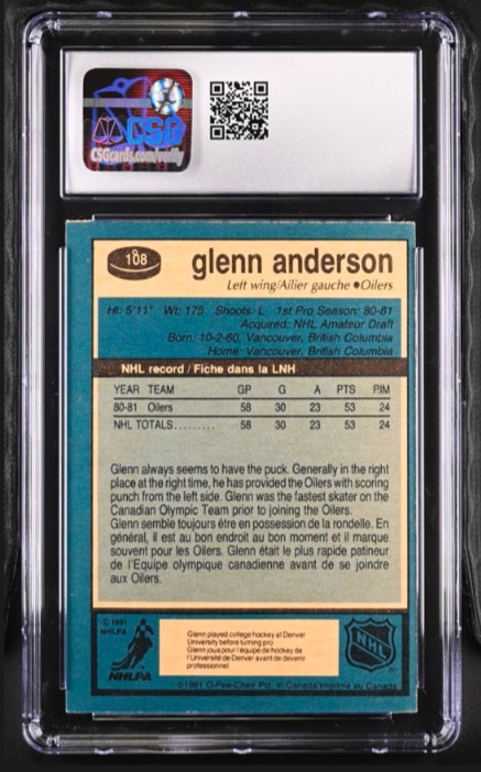 1981-82 O-PEE-CHEE Glenn Anderson #108 CSG 8 - photo 2