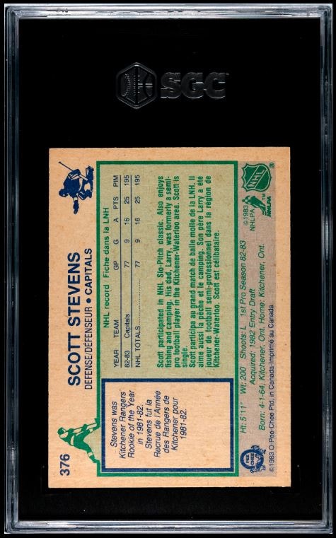 1983-84 O-Pee-Chee Scott Stevens RC SGC 8.5 - photo 2