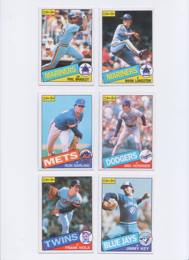 1985 OPC BASEBALL ROOKIES & STARS 6 CARD LOT HERSHISER JIMMY KEY