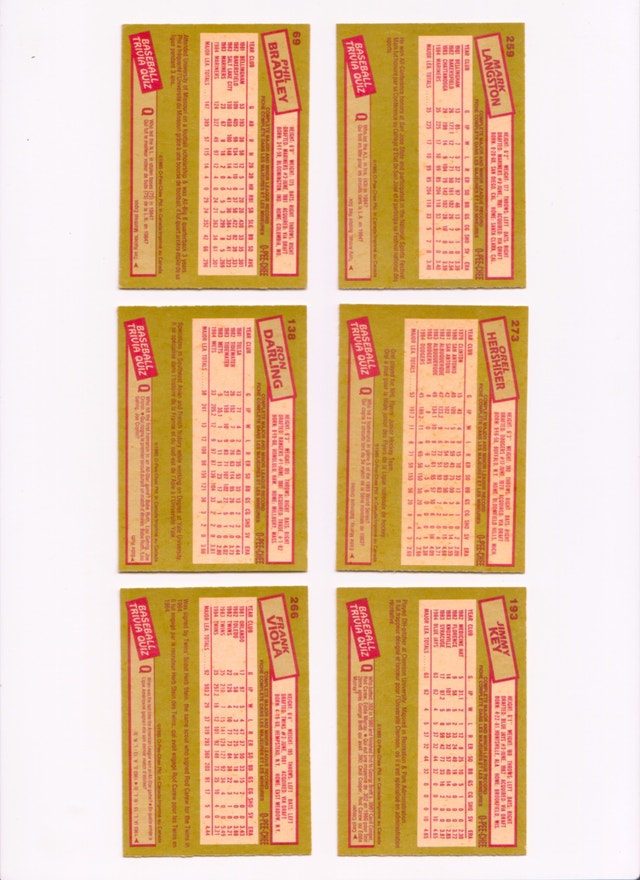 1985 OPC BASEBALL ROOKIES & STARS 6 CARD LOT HERSHISER JIMMY KEY - photo 2