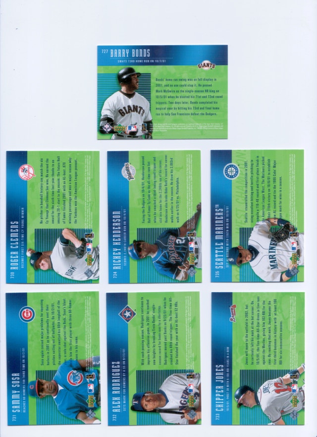 2001 Upper Deck Year of the Record - 7 Card Lot