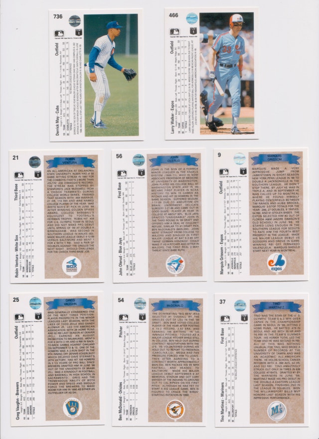 1990 UPPER DECK Rookies - 8 Card Lot - Larry Walker - photo 2