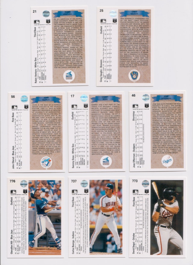 1990 UPPER DECK Rookies - 8 Card Lot SAMMY SOSA - photo 2