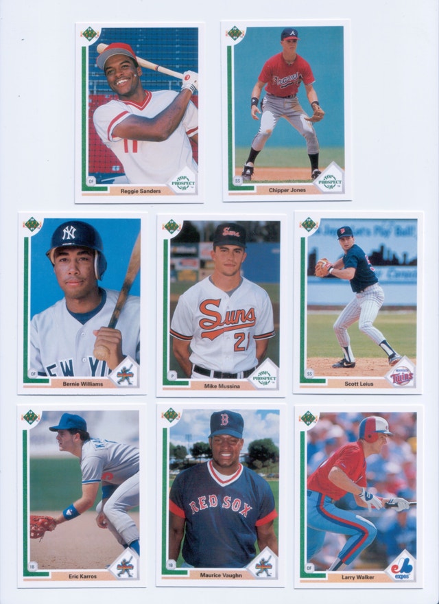 1991 UPPER DECK ROOKIES 8 CARD LOT CHIPPER JONES BERNIE WILLIAMS