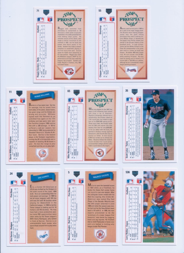 1991 UPPER DECK ROOKIES 8 CARD LOT CHIPPER JONES BERNIE WILLIAMS - photo 2