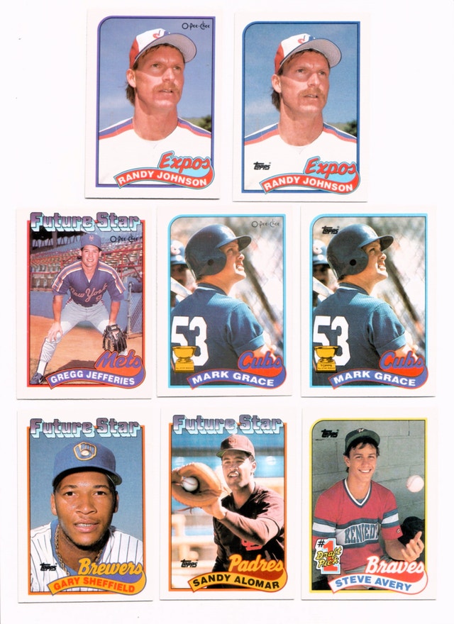 1989 OPC & Topps Rookies - 8 Card Lot Randy Johnson