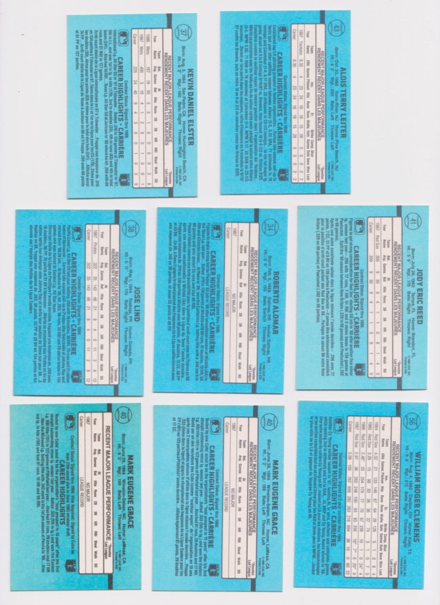 1988 Leaf Rated Rookies & Stars - 8 Card Lot Roberto Alomar RC - photo 2