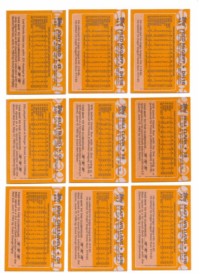 1987 Topps 9 Card Lot of Rookies Fred McGriff - photo 2