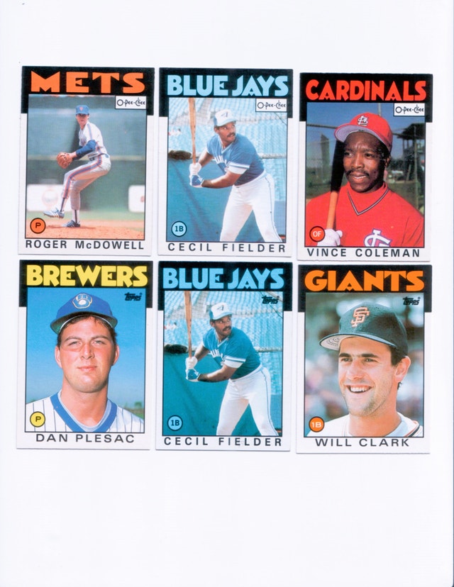1986 Topps & OPC Rookies - 6 Card Lot Cecil Fielder