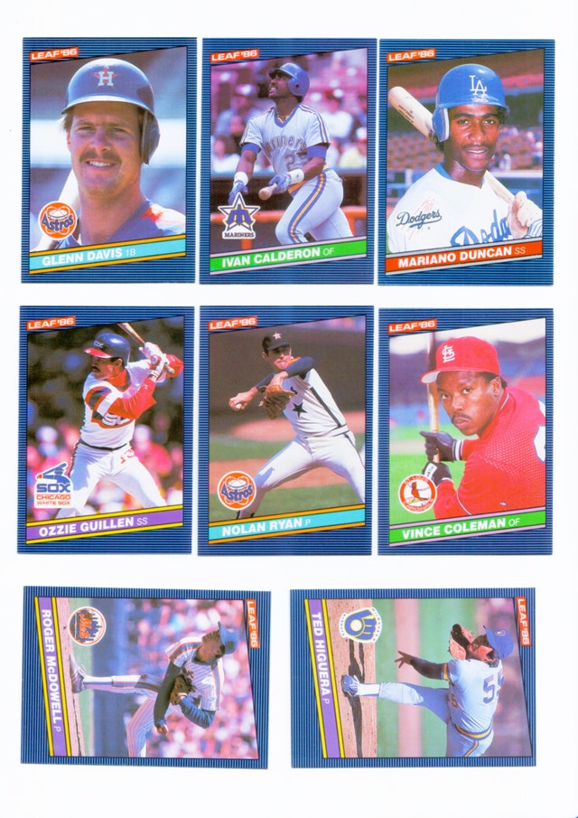 1986 LEAF ROOKIES & STARS - 8 CARD LOT NOLAN RYAN