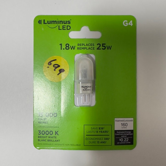 Luminus 25W G4 LED Bulb, 3000K, New (5 Available)