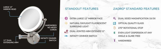Zadro 14-Inch 5X Fluorescent Surround Mirror - photo 2