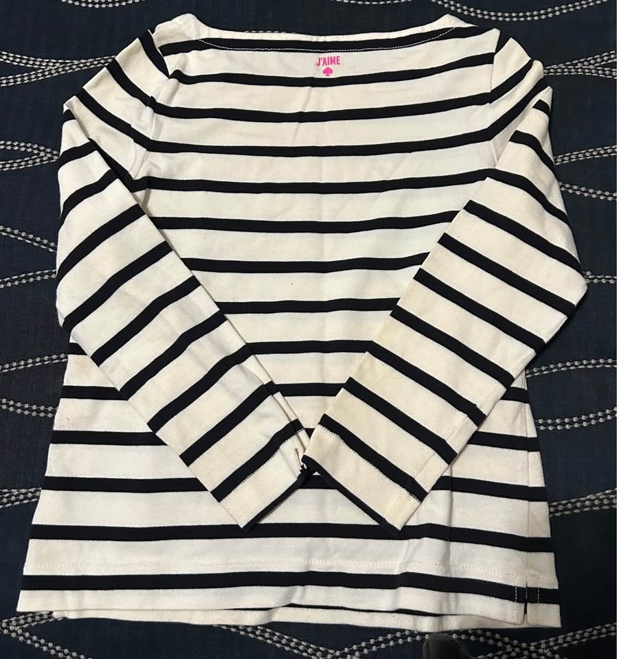 Kate Spade NEW 100% Cotton Striped "Mon Amour" Top - SZ L - photo 3