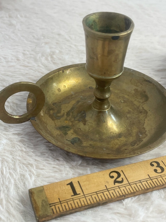 Vintage Brass Chamberstick Candle Holders w/ Finger Holders - photo 3