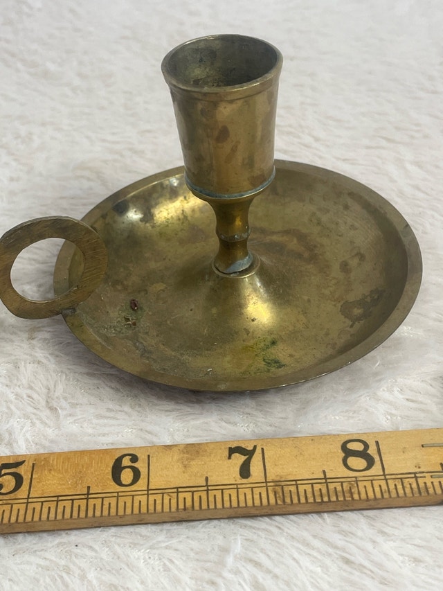 Vintage Brass Chamberstick Candle Holders w/ Finger Holders - photo 4