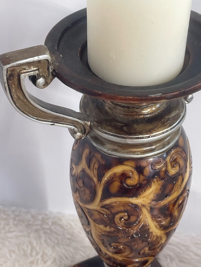 Vintage Ornate Resin Candle Holder 9” - photo 2