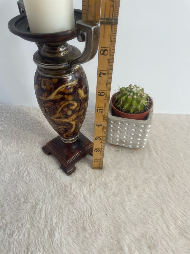 Vintage Ornate Resin Candle Holder 9” - photo 5