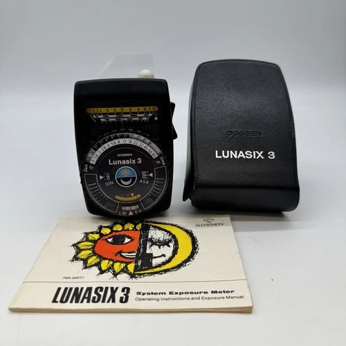 Vintage Gossen Lunasix 3 Light Meter w/ Case & Lanyard