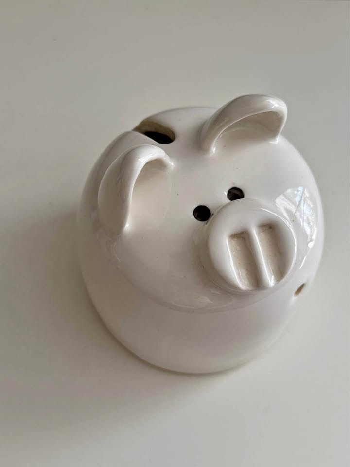 Handmade Pottery Art Studio Piggy Bank. Artist Signed