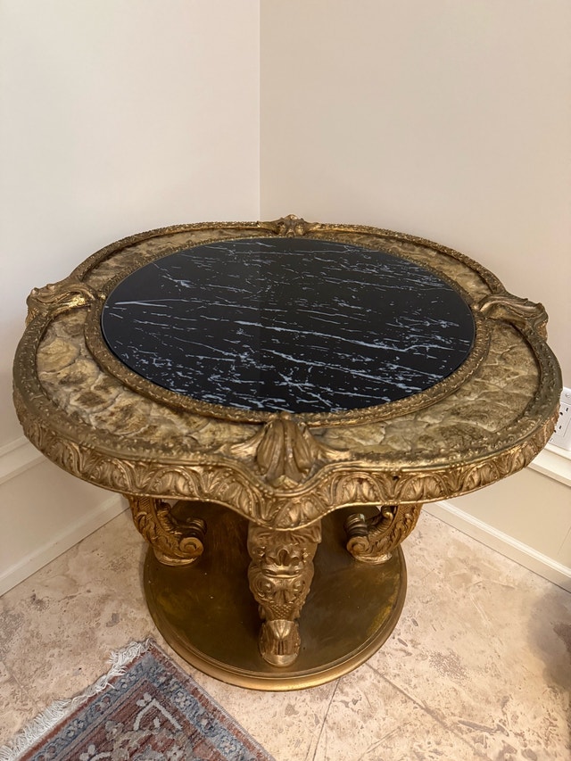 Decorative Side Table - Black Marble Glass Top - photo 2