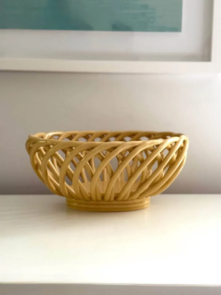 Modern Farmhouse Cream Woven Weave Bread Basket Fruit Bowl image indicator(2)