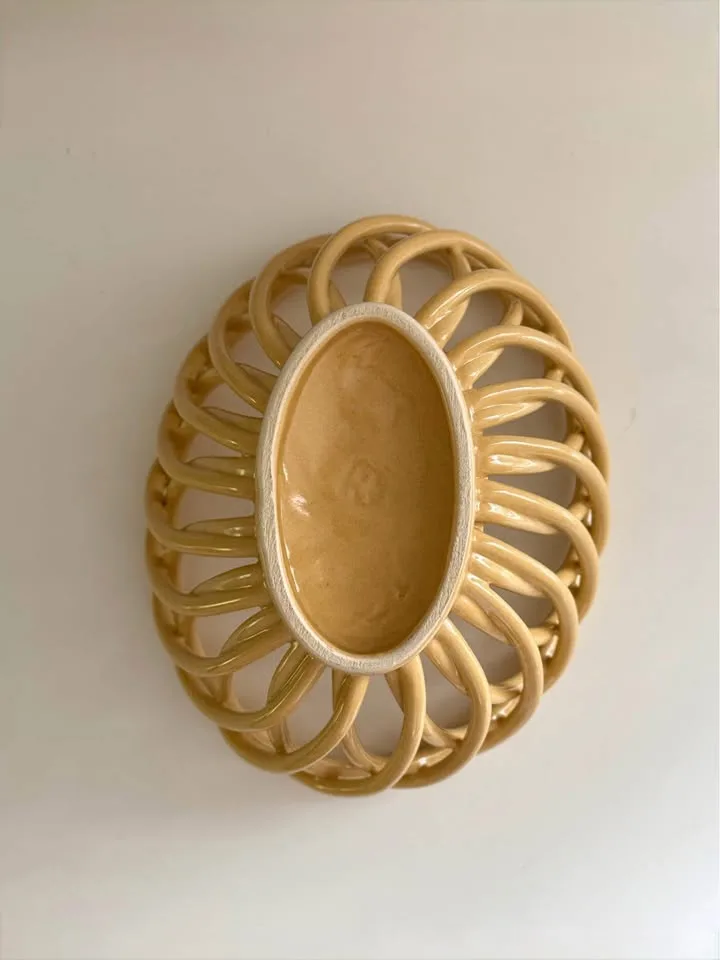 Modern Farmhouse Cream Woven Weave Bread Basket Fruit Bowl image indicator(4)