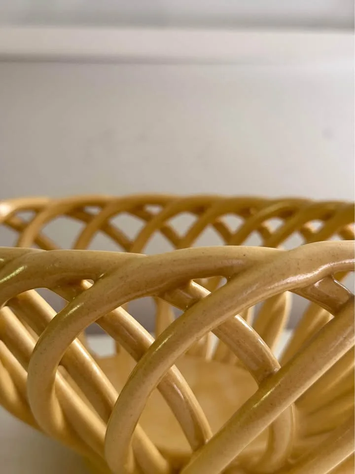 Modern Farmhouse Cream Woven Weave Bread Basket Fruit Bowl image indicator(6)