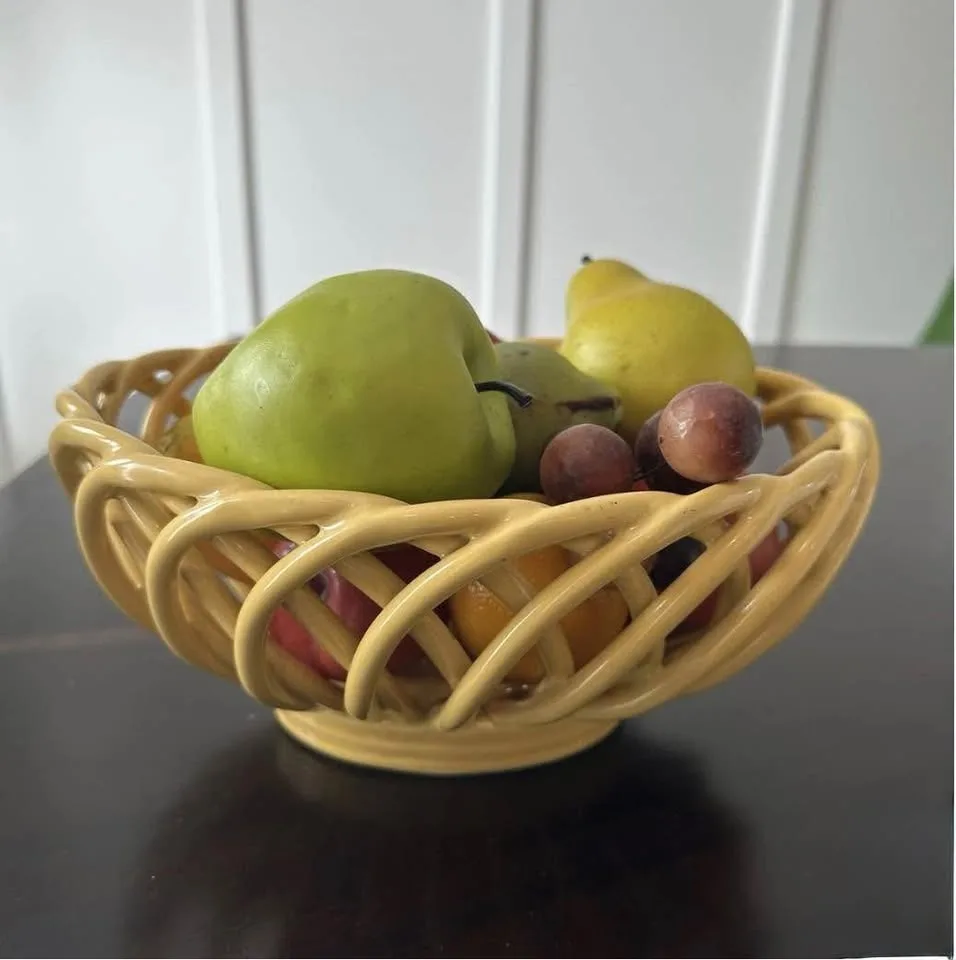 Modern Farmhouse Cream Woven Weave Bread Basket Fruit Bowl image indicator(9)