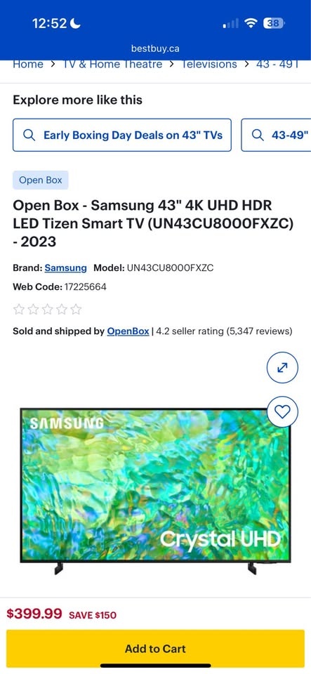 Samsung 43" 4K UHD HDR LED Tizen Smart TV - photo 3