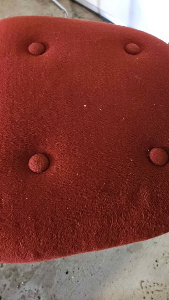 Set of 3 burgundy mid century retro dining upholstered chairs wi - photo 2