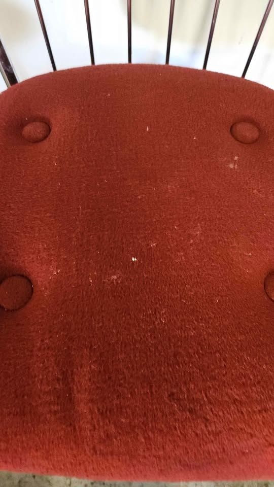 Set of 3 burgundy mid century retro dining upholstered chairs wi - photo 4