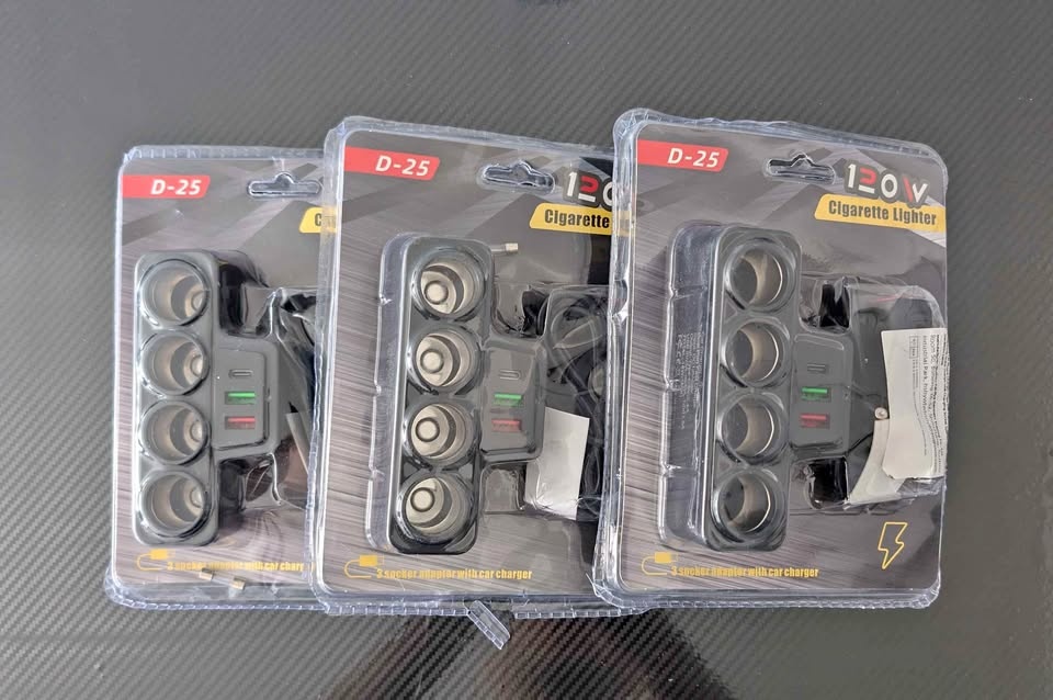 120W Car Charger USB C, 4-Way Plug Converter