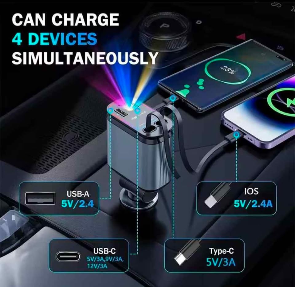 4-in-1 Car Charger with Starry Sky Light - photo 3