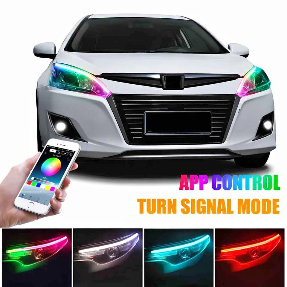 2PCS Symphony DRL RGB LED Daytime Running Light Strip – APP Cont
