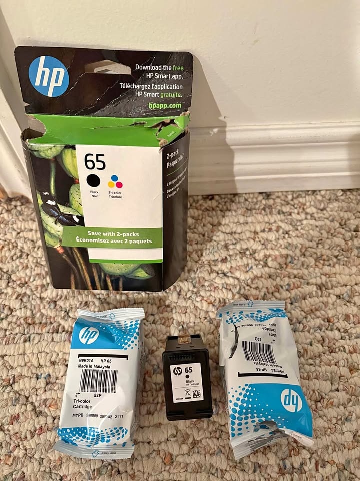 New Printer Cartridges HP 65 Black and Tri-Colour