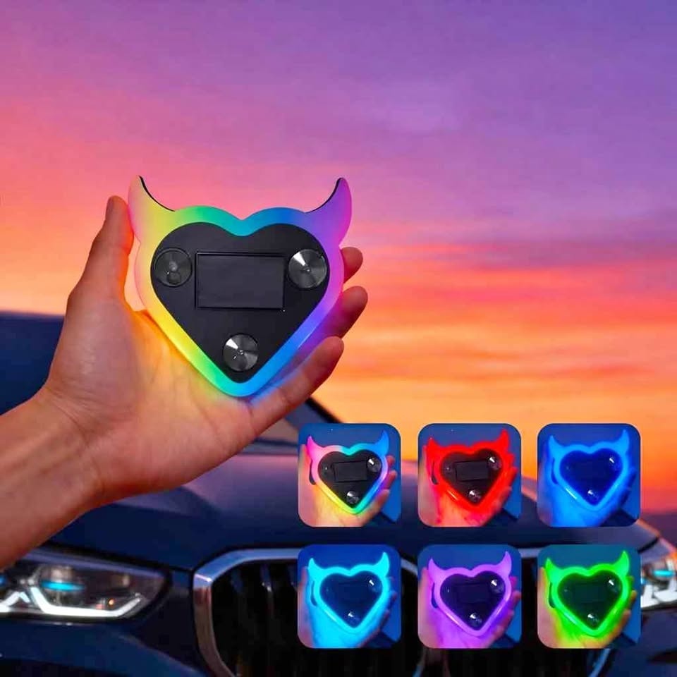 Solar LED Heart Dashboard Light – Neon Car Interior Decoration