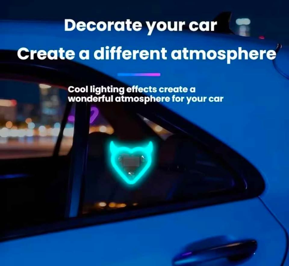 Solar LED Heart Dashboard Light – Neon Car Interior Decoration - photo 3