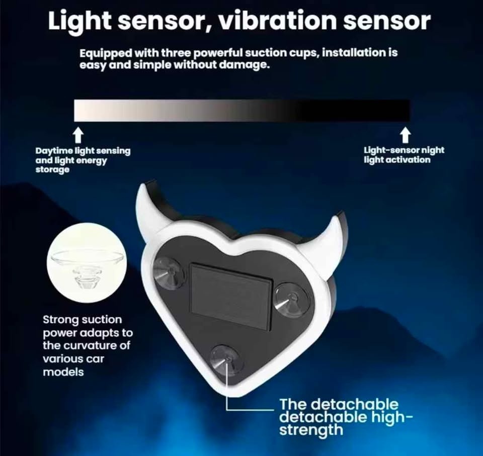 Solar LED Heart Dashboard Light – Neon Car Interior Decoration - photo 5