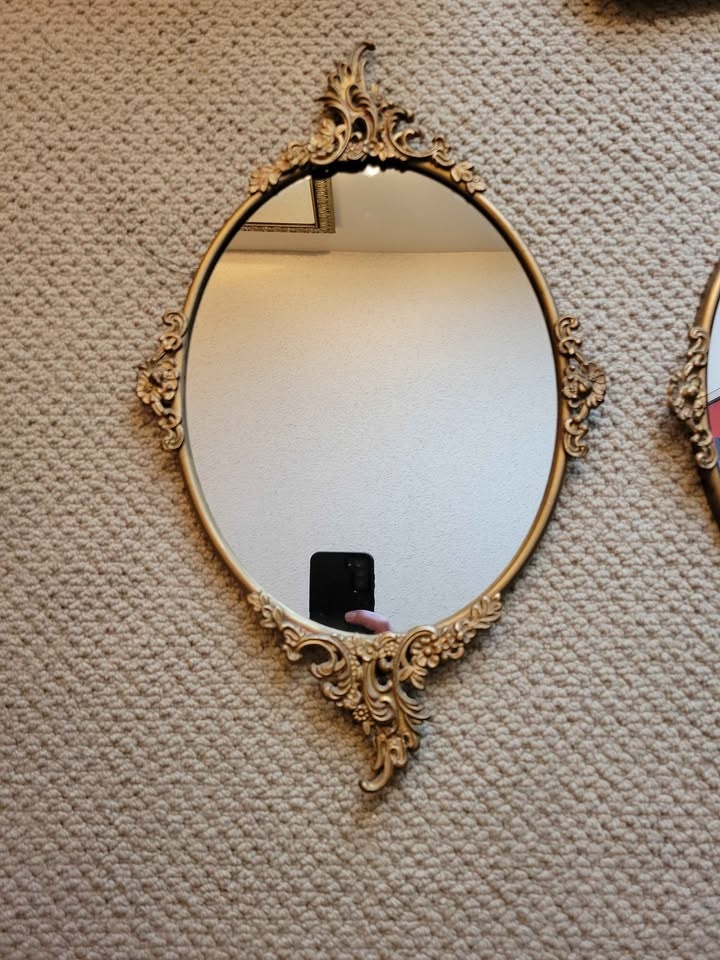 Antique Brass Oval Mirrors (Pair) - photo 2
