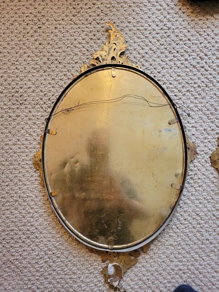 Antique Brass Oval Mirrors (Pair) - photo 5