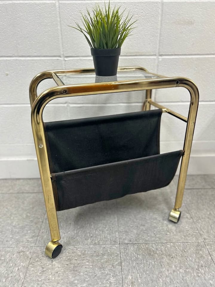 Vintage Brass Magazine Table/Shelf