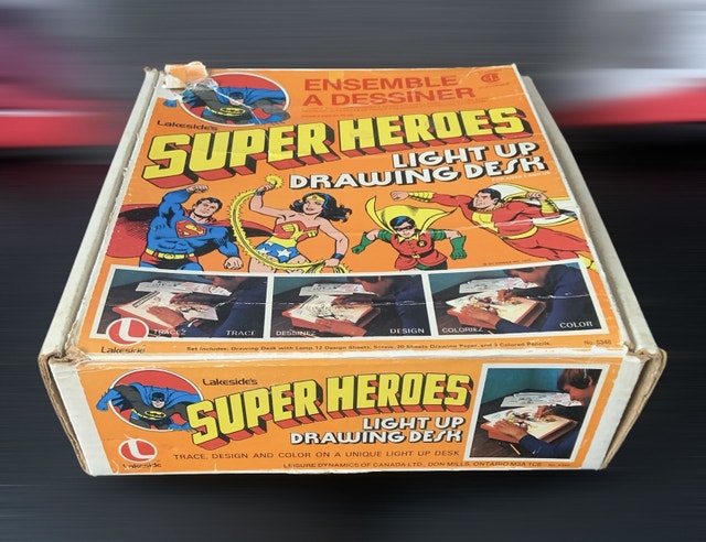 Vintage Super Heroes Light Up Drawing Desk 1970s