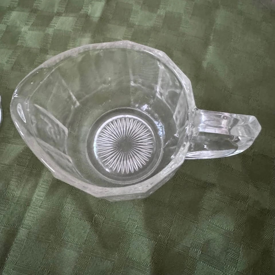 Depression era pressed glass cream and sugar - photo 5